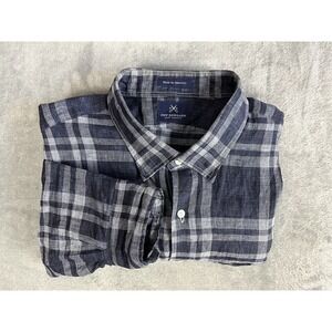 New England Shirt Company Long Sleeve Oxford Shirt Mens XXL Blue Plaid Thin